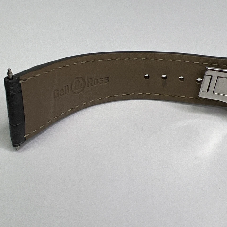 Bell & Ross 22mm Grey Gray Leather Watch Strap Band & 18mm Steel Deployant Clasp - Image 3 of 4
