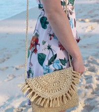 Nwt Mar Y Sol Revolve Mia Crossbody Bag Purse Straw Raffia Beach Tan Beige