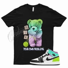 Black FIX T Shirt for Air J1 1 Mid Pastel Volt Green Glow Tropical Twist