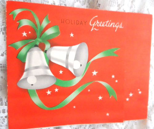 Vintage Christmas Card - CHRISTMAS FRIENDS - WRITING INSIDE - NO ENVELOPE