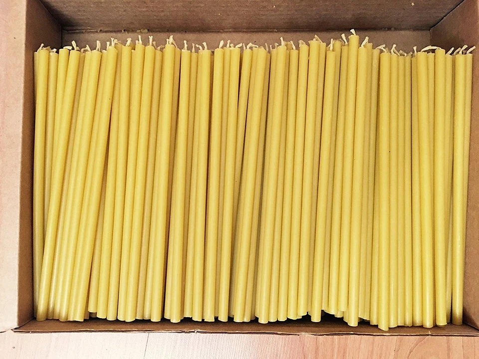 300 velas cónicas naturales 100 % puras de cera de abejas (8") aroma a miel natural a granel Foto 2 de 4