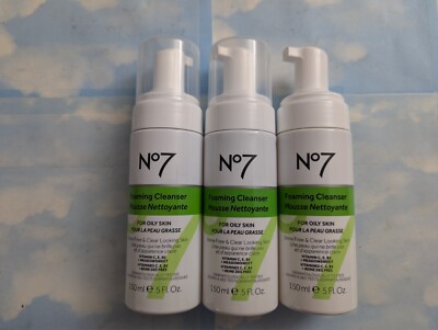 LOT (3) NO7 FOAMING CLEANSER FOR OILY SKIN   5 FL OZ