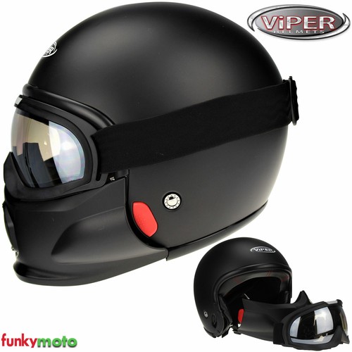 CASCO JET RS07 stile StormTrooper con Occhiali e Maschera removibili nero  opaco | eBay