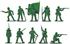 Accurate Union Infantry in Green Color - 10 54mm soft plastic figures