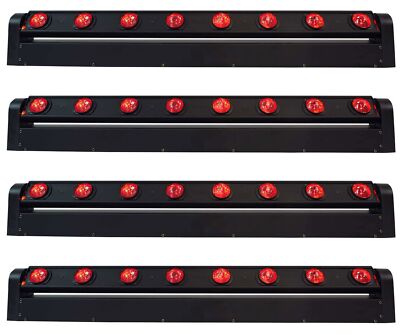 (4) Rockville MOTIONSTRIP Moving Head RGBW Color Strip Wash/Beam Light Bars