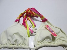 NWT Old Navy Womens Size M Bikini Top Ivory Triangle Removable Padding Halter