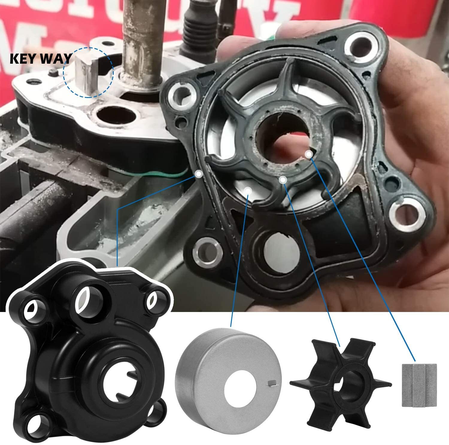Water Pump Impeller Repair Kit for Honda Outboard 40Hp 50Hp BF40A BF50A
