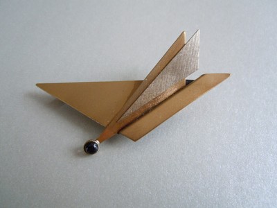 Abstrakte Brosche Mit Schwarzem Stein Leppak Design 6 8 G 6 3 X 3 8 Cm Ebay