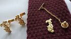 Vintage Bakerman Design Men’s Set Tie Tack and Cuff Links, Gold Finish