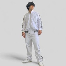 Men's Manzini White  Black Velvet Casual Tracksuits Outfits Sets NWT