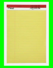 Mead JUNIOR LEGAL PAD 5"x8" Yellow Bond Note Paper 50 Sheet Standard Ruled 59614