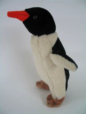123) altes Stofftier Plüschtier Pinguin Pengu Schwarz Weiss Medium gestopft 23cm