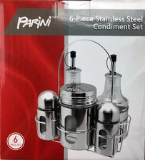 Parini 6 Piece Stainless Steel Condiment Set In Display Rack 
