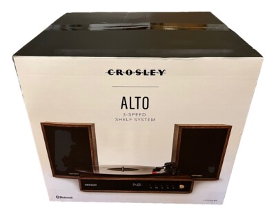 Crosley Alto Shelf System CR7019A-WA - 3 Speed Turntable, 2 Speakers, Bluetooth
