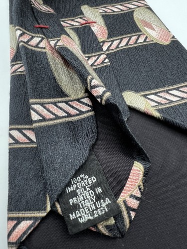 Henry Grethel Necktie Tie Black Pink Ovals Silk Made In USA - Picture 3 of 5