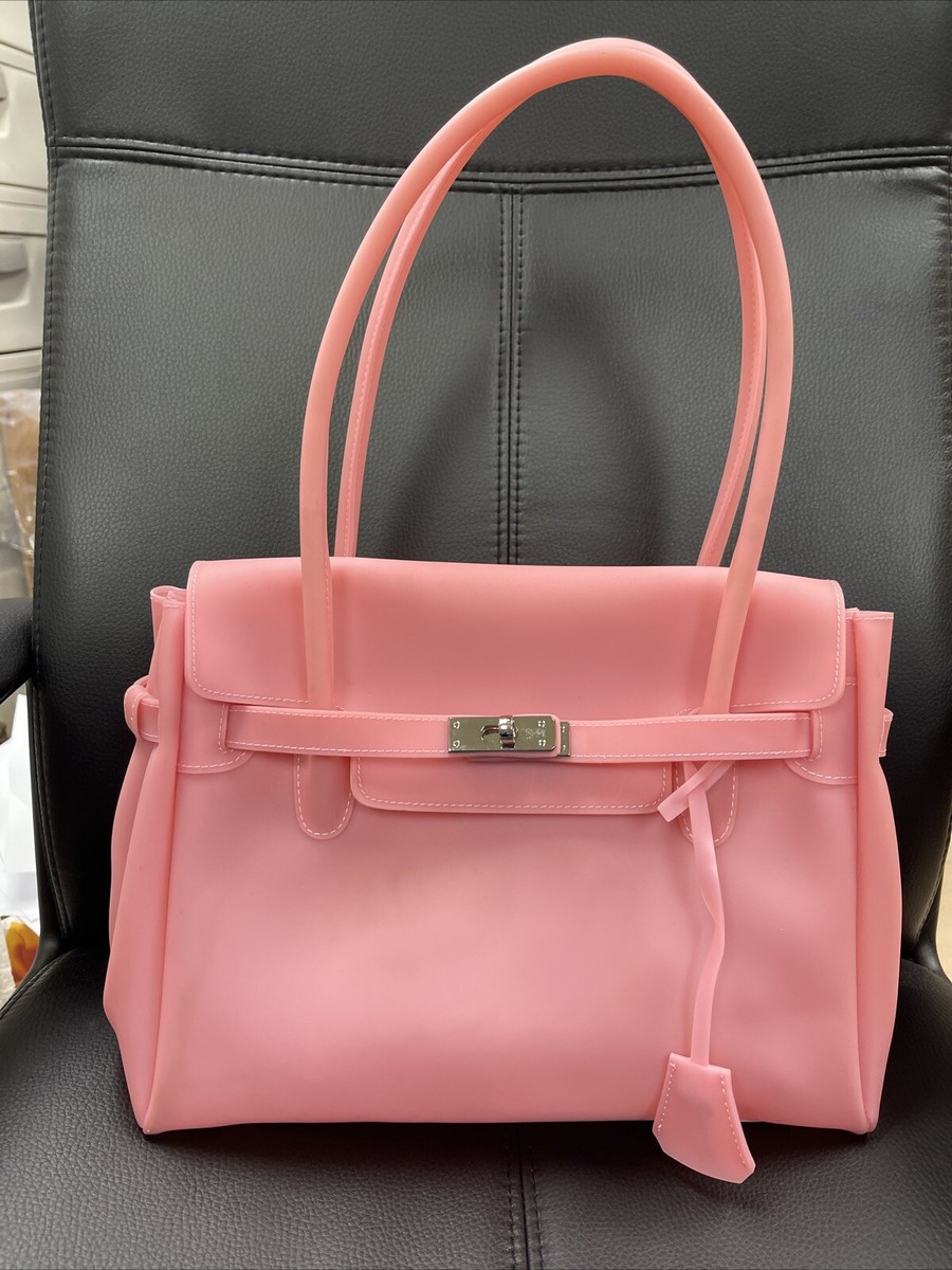 Woman BESSO plastic Pocketbook handbag shoulder bag Pink A7