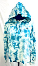 BNWOT WOMENS CHAMPION ATHLETIC BLUE TIE-DYE HOODIE SWEATSHIRT SZ MED