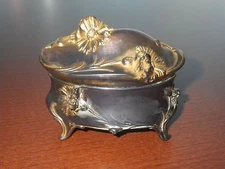 Antique W.B. MFG Co 374 Weidlich Bros Gilded Floral Jewelry Trinket Box Casket