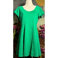 Anthropologie Nova Green Flounced Mini Dress L