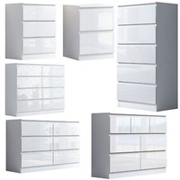 White Gloss Chest Of Drawers Bedroom Furniture Gloss Finish Fronts Modern Design