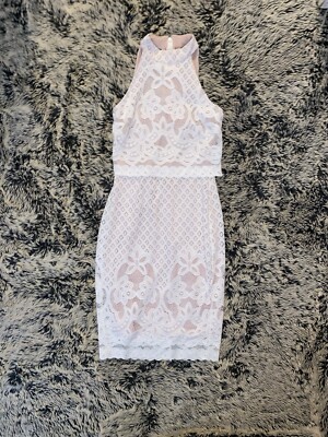 chinese dress ladies Oona White Floral Lace Pencil Midi Dress, L / White