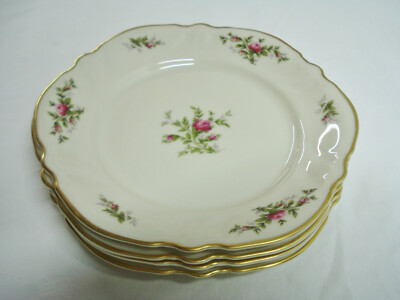 4 Rosenthal China Viktoria 3158 Salad Plates Side Plate Set Pink Roses Cream
