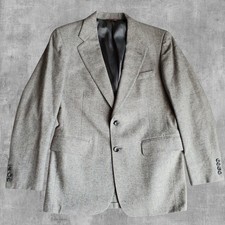 Vintage 70s Cricketeer Herringbone Tweed Sports Coat Wool Gray Preppy Mens 42R