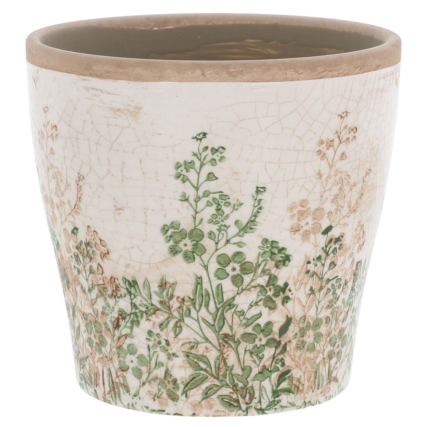 Shudehill Giftware Natural Garden Botanical Ceramic Planter Crackle Glaze Finish