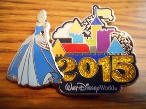 WDW Disney 2015 Dated Logo Pin Cinderella and Castle Pin