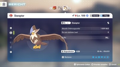 Shiny Elite Staraptor  Level 100 6IV + Max EV / DV  Für Pokemon Legenden Z-A