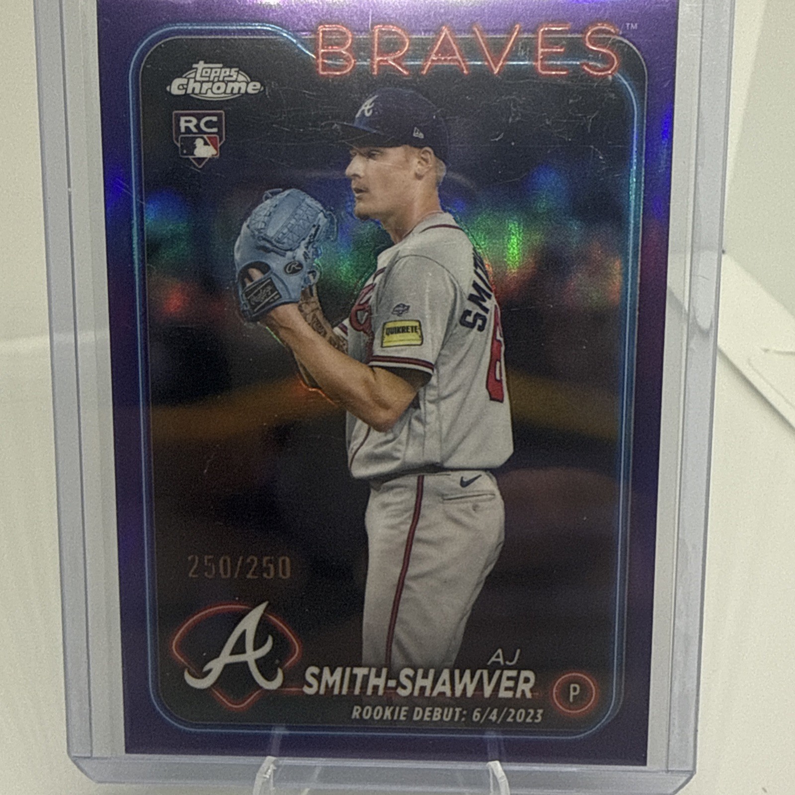 AJ Smith-Shawver 250/250 2024 Topps Chrome Update Series #USC87 Purple Refractor