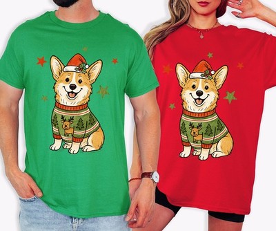 Corgi Christmas Holiday Graphic Tee Herren T-Shirt Damen festlich Hund