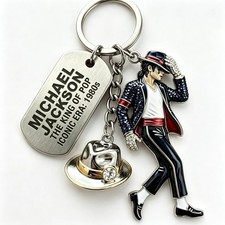 Michael Jackson Metal Keychain King of Pop Da...