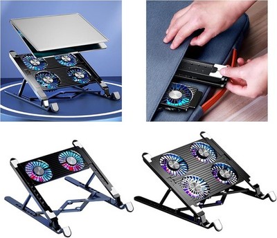 Notebook Ständer mit Lüfter Kühlpad Aktiv Laptopkühler Leise Designer Gaming PC