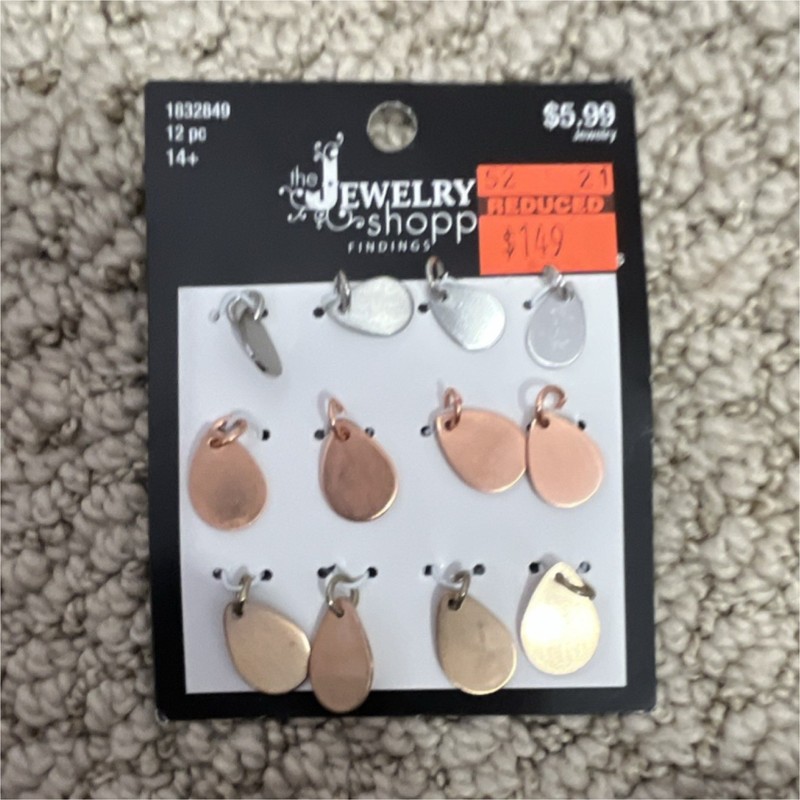 The Jewelry Shoppe Metal Charms 12pc Silver Gold Copper Assorted Shapes