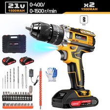 2 Battery Cordless Drill 21V Electric Screwdriver Set Combi Driver High Power