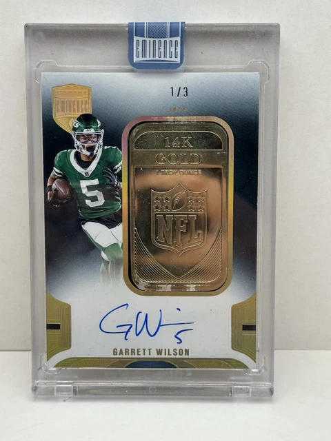 2024 Panini Eminence Garrett Wilson Auto 14k Gold Bar 1 Troy Ounce /3 SSP Shield