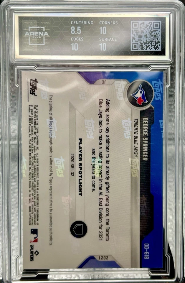 2021 Topps Now  George Springer #OD-61B Blue Auto 🥶 Color/Jersey Match - Image 2 of 2