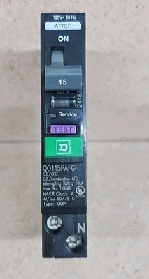 15A Dual Function  GFCI AFCI SQUARE D  QO115PAFGF Ground fault Arc