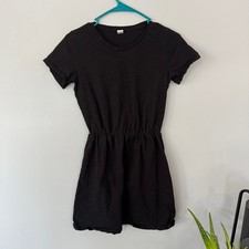 Old Navy Solid Black Short Sleeve Shirt Mini Dress w/ Elasticized Waist Size XS