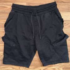 Black Cargo Sweat Shorts With Adjustable Waist Size Medium