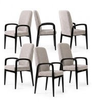 Beige Textil StüHle 6Er Set Polsterung Esszimmer KüChenstuhl Modern