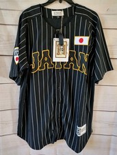 Shohei Ohtani Throwback Japan 16 Black Yellow Pinstripe Baseball Jersey Sz XL