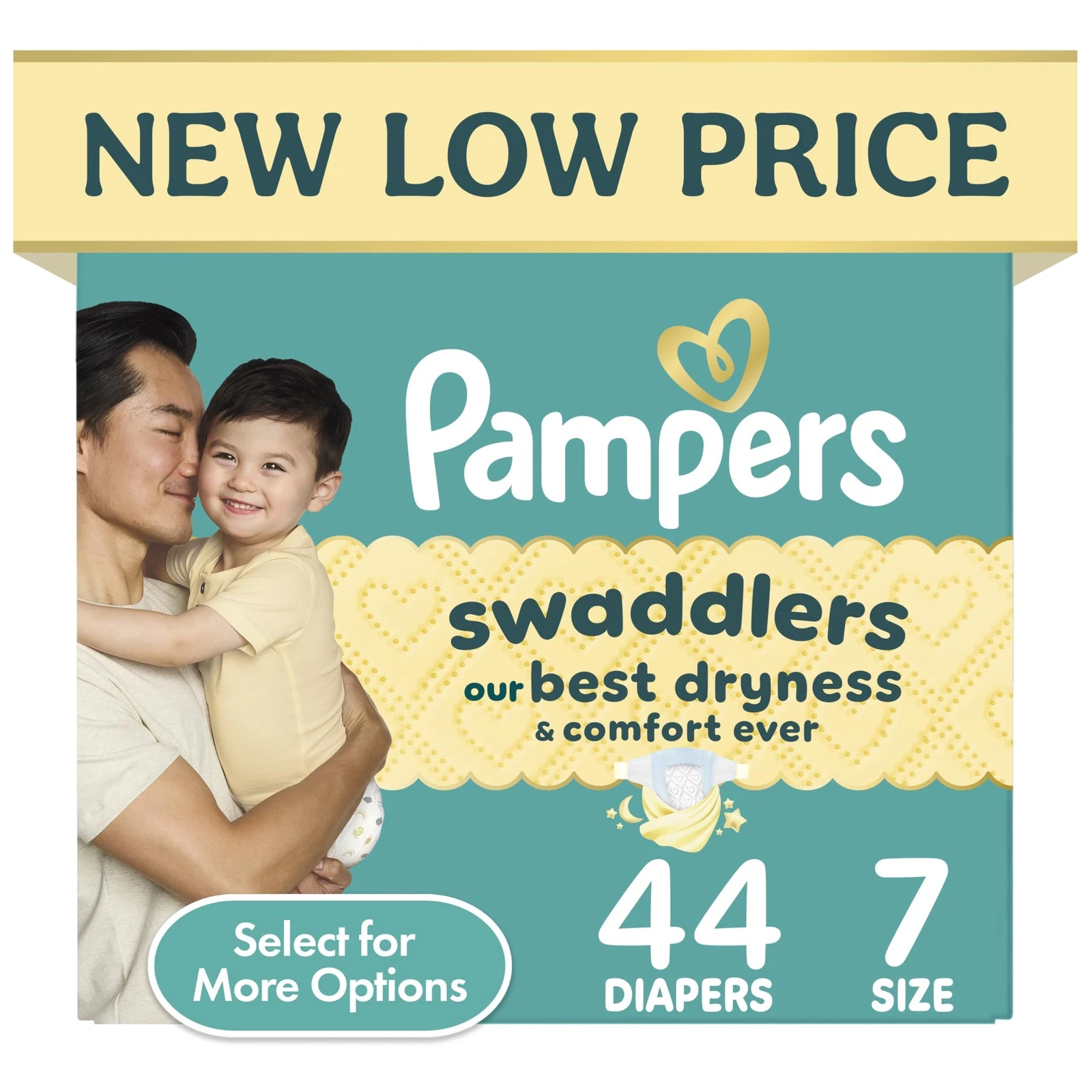 Pampers Swaddlers Diapers, Size 7 (36-50 lbs), 44 Count, 7, White