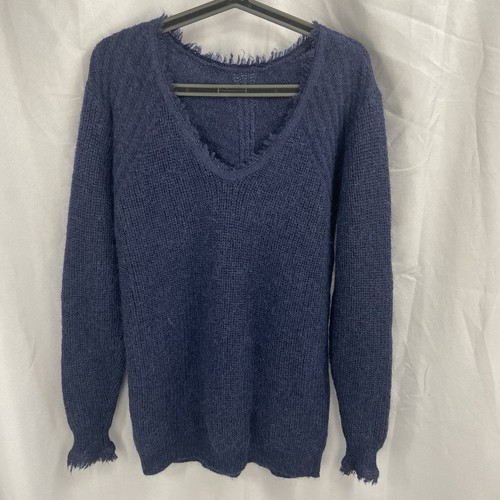 ONCE WAS Melbourne Blue Mohair Wool V-Neck Long Sleeve Sweater NWT Size Small