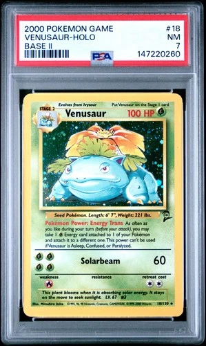 2000 POKEMON BASE SET 2 #18 VENUSAUR-HOLO PSA 7