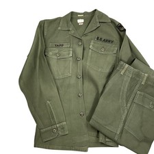 US Army Military Uniform 2PC sET Mens 15.5x35 Green OG-107 Fatigue Tapp vtg