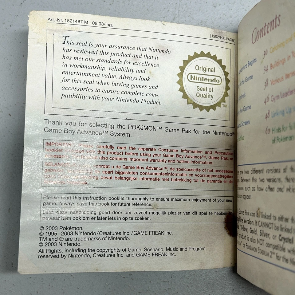 Vintage Nintendo GBA Pokémon Trainer's Guide Ruby/Sapphire 2003 GUIDE ONLY - Image 3 of 4