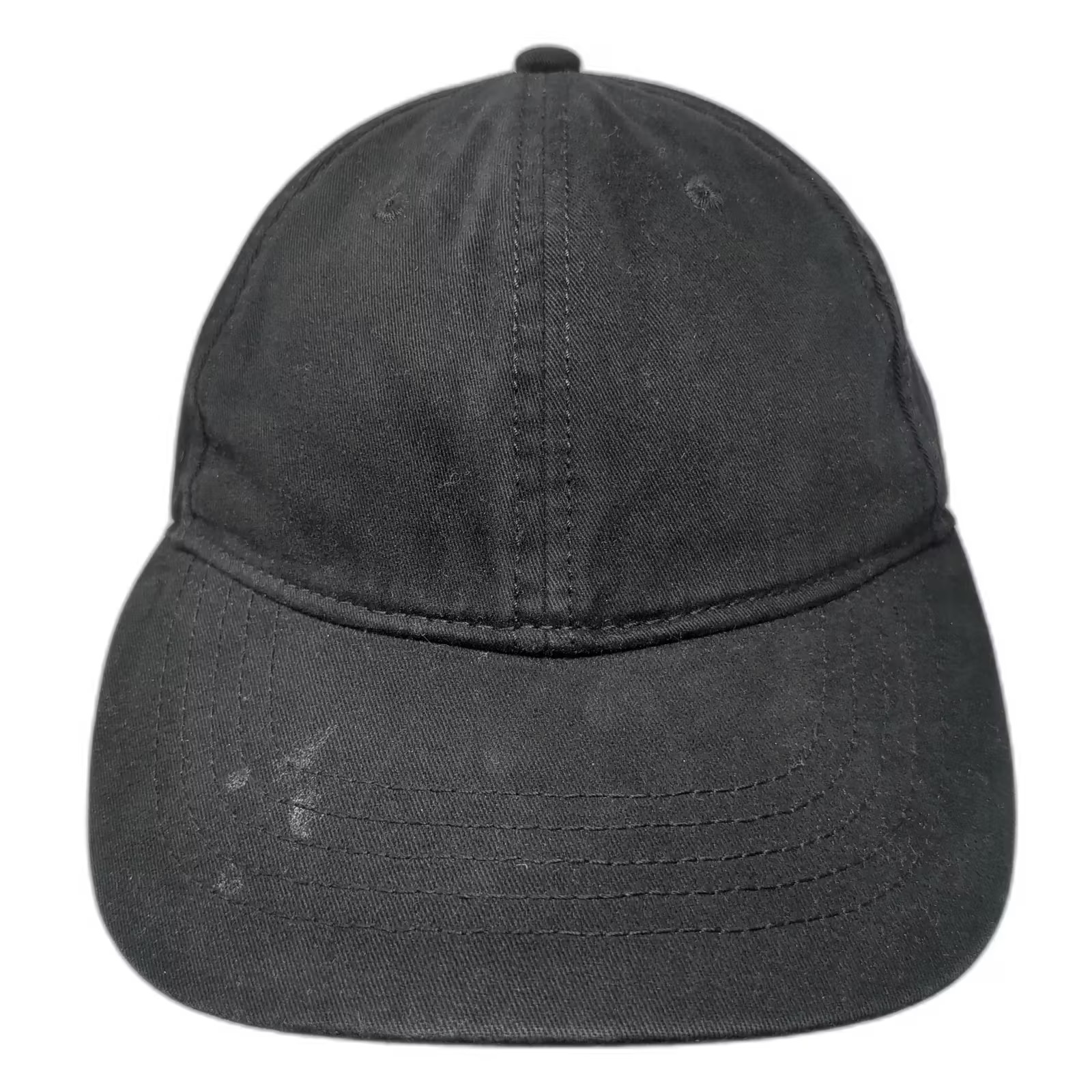 Baseball Cap Black OS Hat Solid Plain Adjustable … - image 1