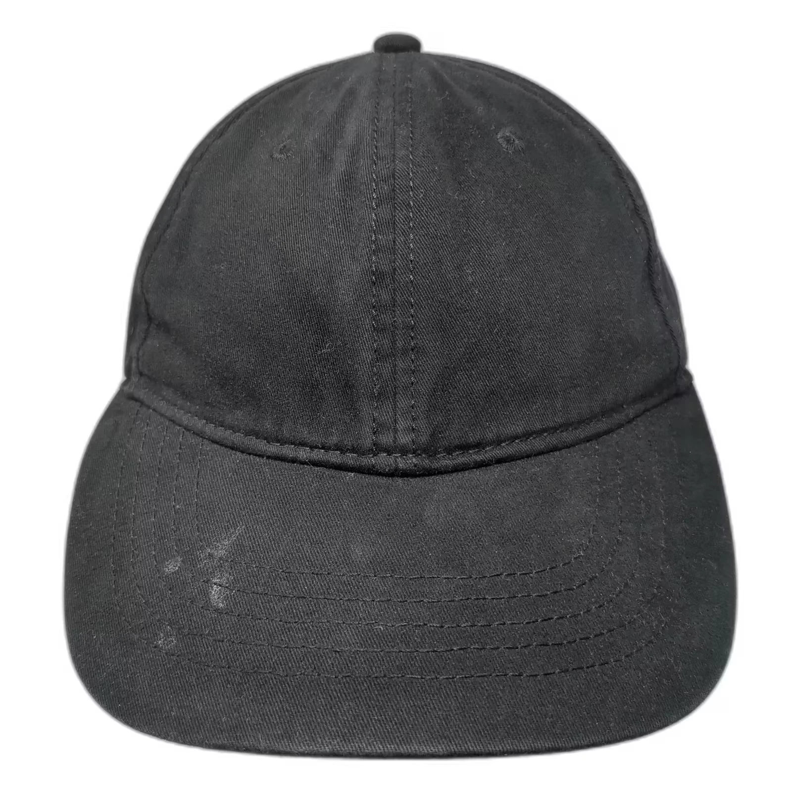 Baseball Cap Black OS Hat Solid Plain Adjustable Slideback Curved Brim Cotton